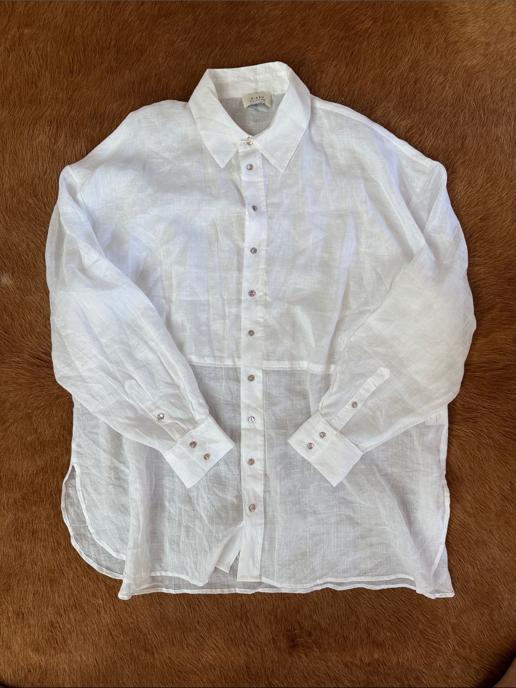 Dissh Gigi White Ramie Long Sleeve Shirt